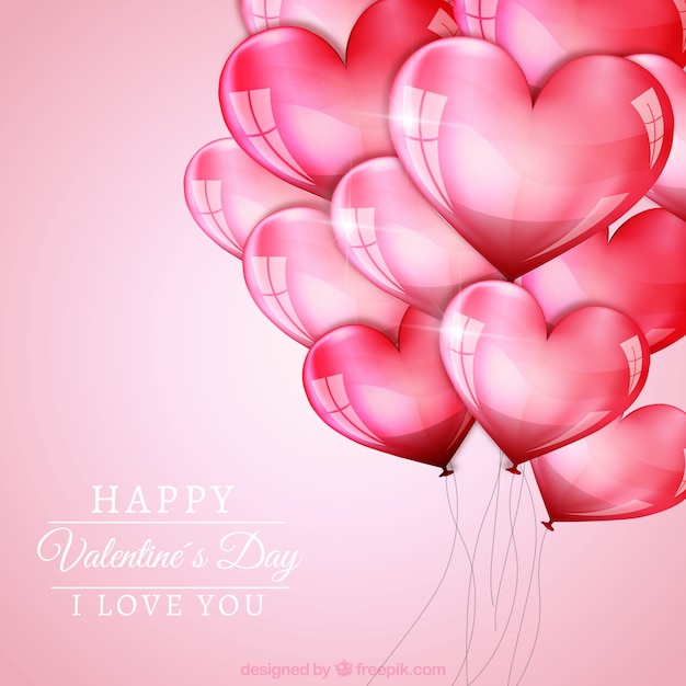 Valentines day background with heart balloons