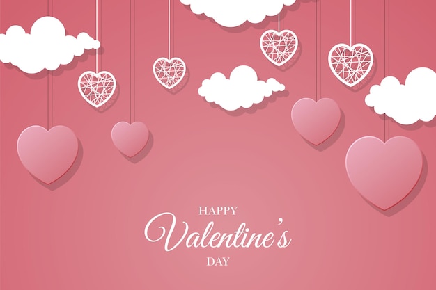 Valentines day background with heart in paper cut design