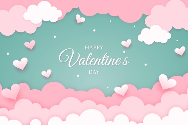 Valentines day background with heart in paper cut design