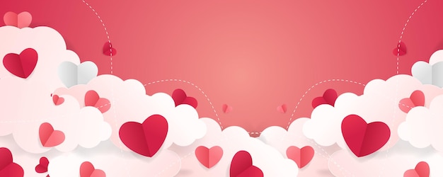 Vector valentines day background with heart shaped cloud.