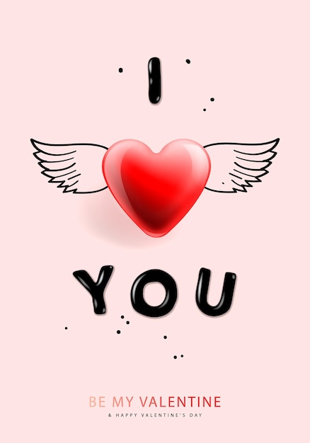 Vector valentines day background with i love you romantic banner vec