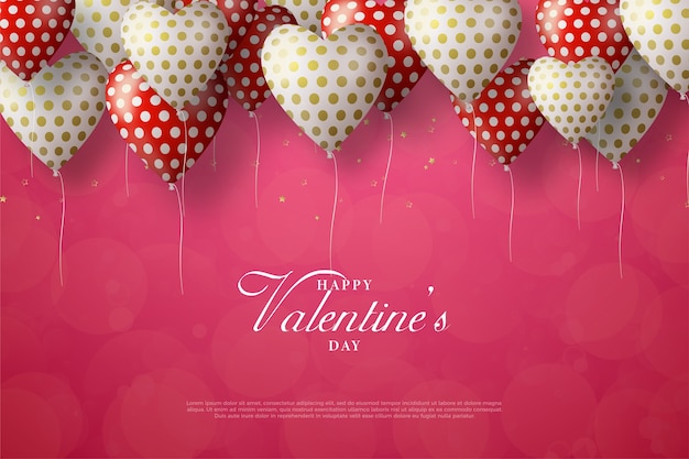День святого валентина фон с воздушными шарами в форме любви