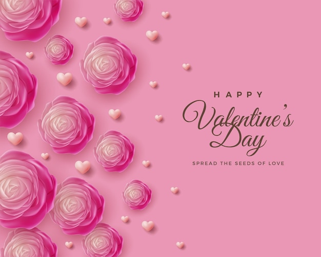 Valentines day background with realistic 3d roses design Premium design vector for Valentine39s day