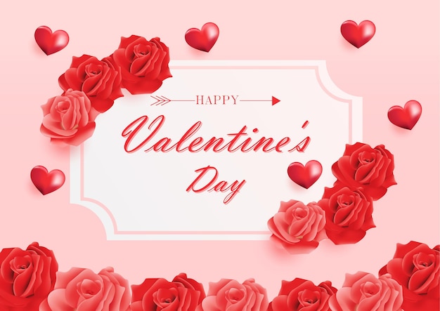 Valentines Day Background with realistic flowers