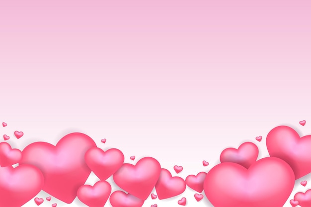 Valentines day background with realistic hearth or love Premium vector