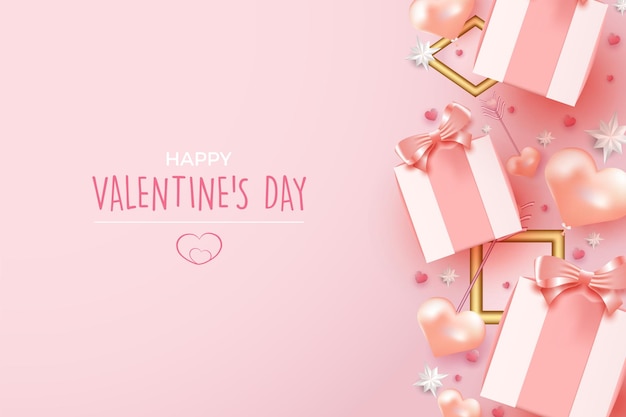 Vector valentines day background with romantic properties