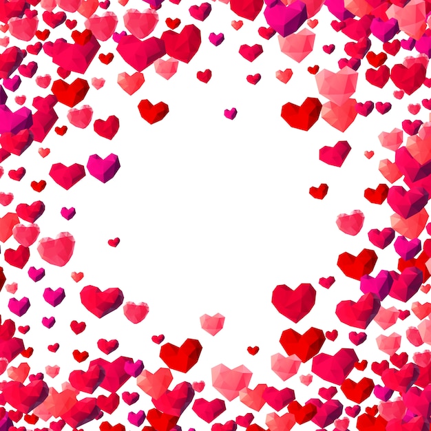 Vector valentines day background with scattered triangle hearts