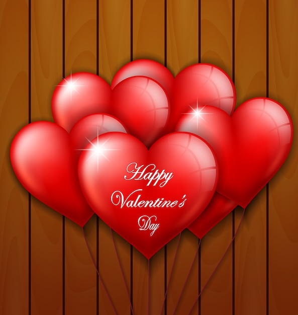 Valentines day background on wooden texture