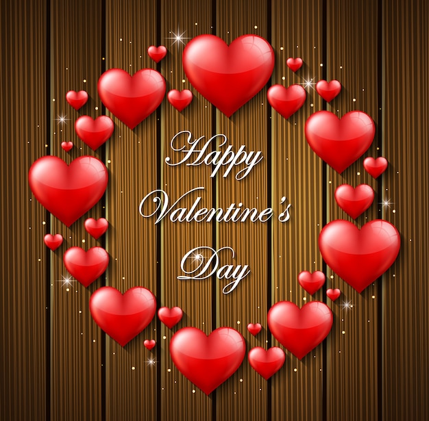 Valentines Day background on wooden texture