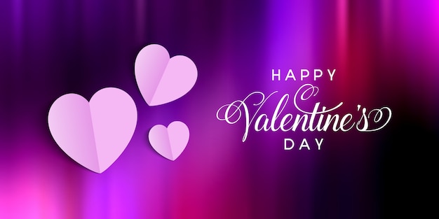 Valentines day banner with folded hearts design