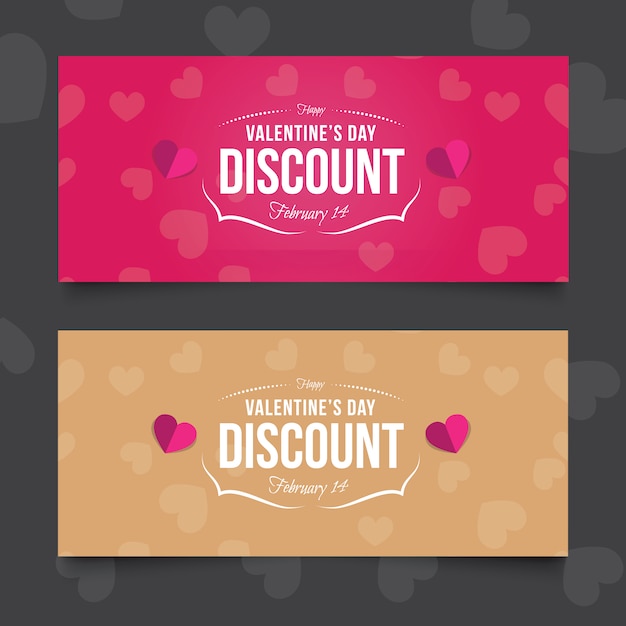 Vector valentines day banners with hearts