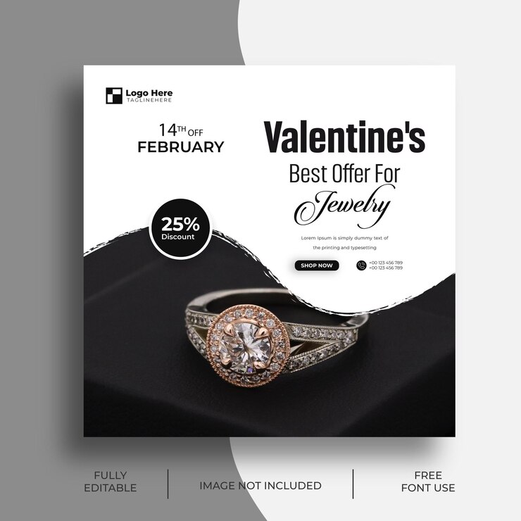 valentines day best offer for jewelry promotional  social media post design template