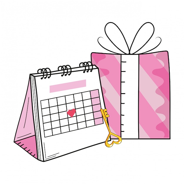 Vector valentines day calendar cartoon