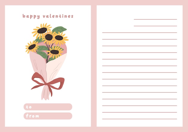 발렌타인 데이 카드 헌신 노트 연애 편지 귀여운 스칸디나비아 만화 디자인