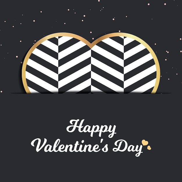 Valentines day card for holiday template with geometric hearts illustration. Creative and luxury style pattern