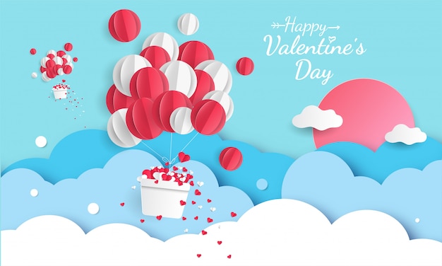 Valentines day card with air balloon