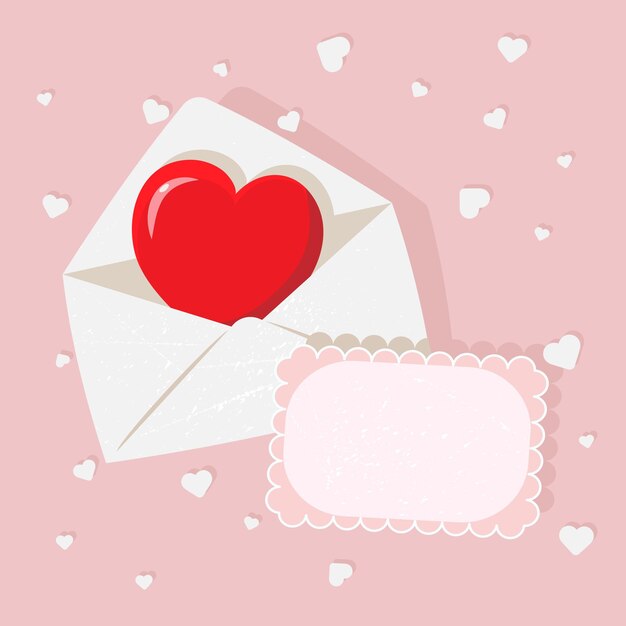 Vector valentines day card with envelope csrd and heart vector illustration