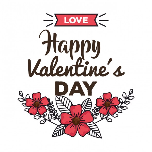 Vector valentines day card with flowers