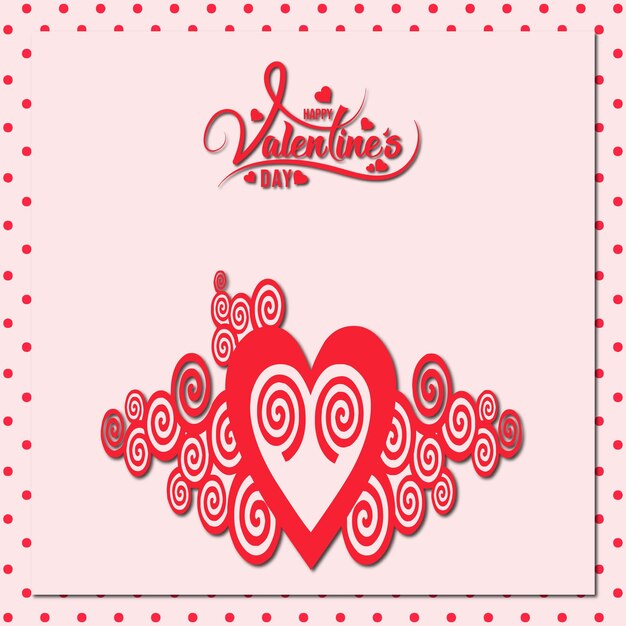 Vector valentines day card with heart and swirls