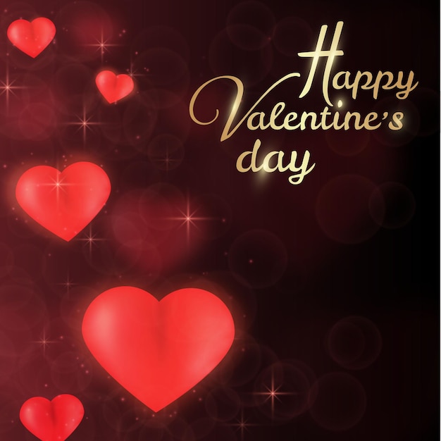 Valentines Day Card With Hearts Holiday bokeh background