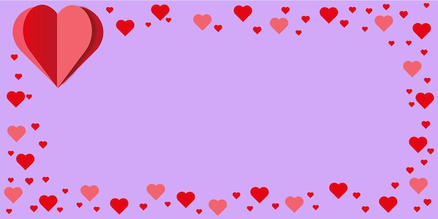 Vector valentines day card with hearts lilac background for greeting cards wedding invitation