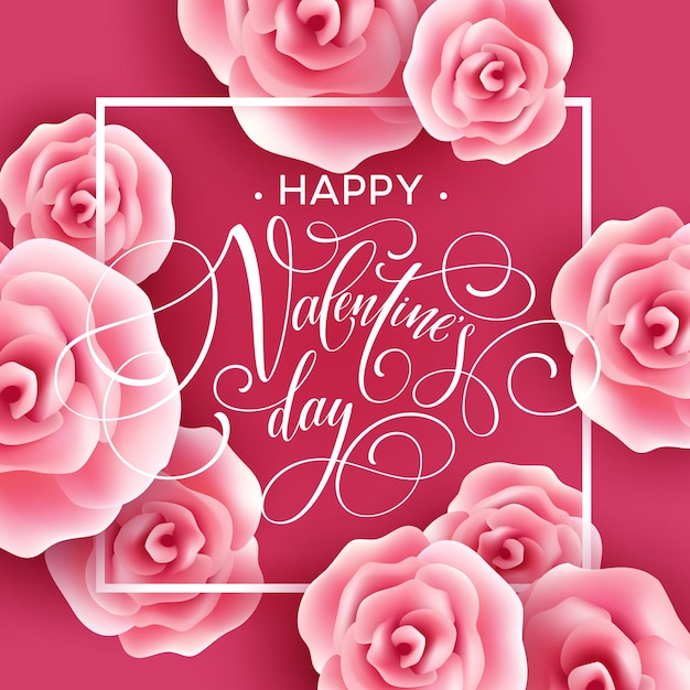 Vector valentines day card with roses background. vector illustration eps10