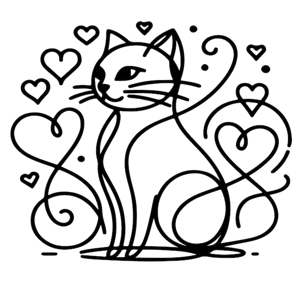 Vector valentines day cat art design