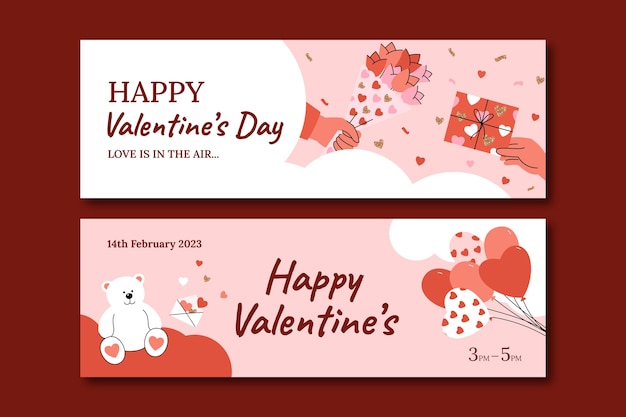 Vector valentines day celebration horizontal banner template