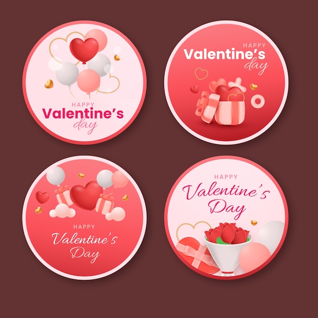 Vector valentines day celebration labels collection