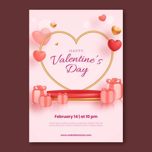 Vector valentines day celebration vertical poster template