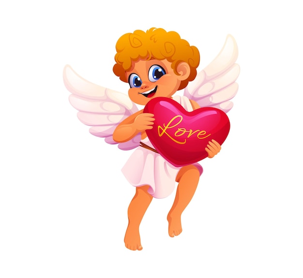 valentines day cherub angel character with a heart