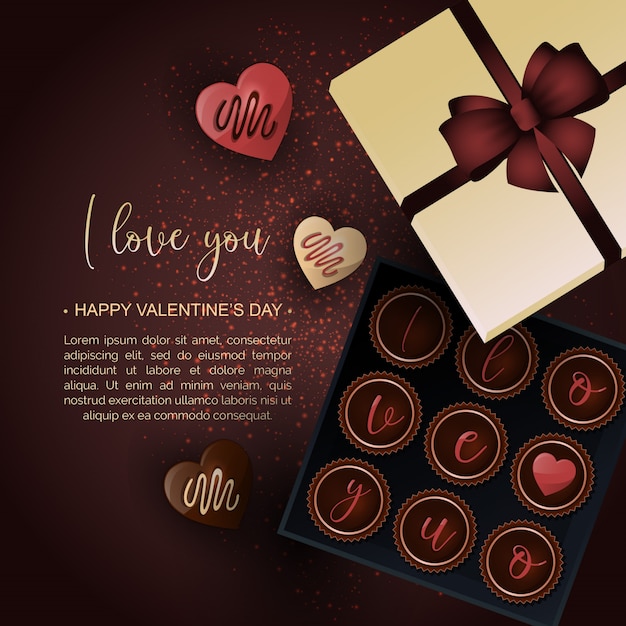 Vector valentines day chocolate box background