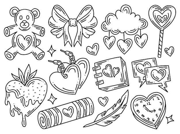 Vettore doodle di clipart di san valentino