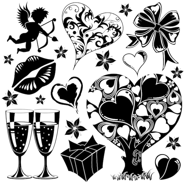 Valentines Day collection with Hearts, element for design, vector illustration