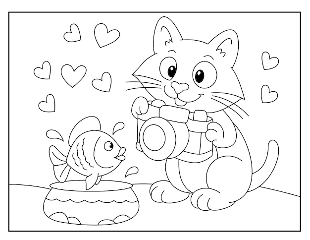 Vector valentines day coloring pages for kids