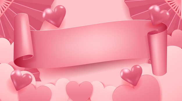 Vettore concetto di san valentino carta tagliata a forma di cuore