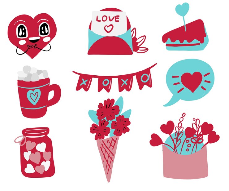 Vector valentines day concept valentine retro elements