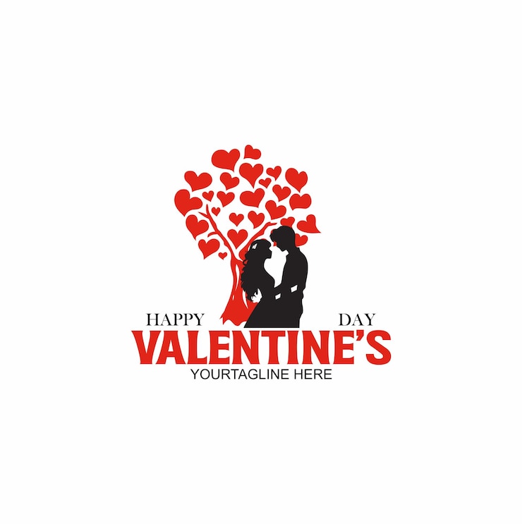 Vector valentines day couple love tree design logo