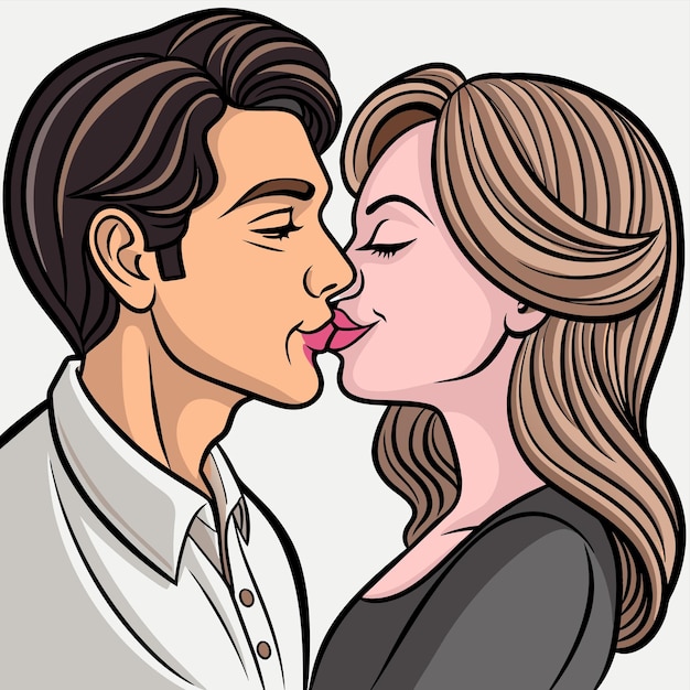 Vettore valentino coppia romanticismo amore carino personaggio cartone animato adesivo icona concetto isolato