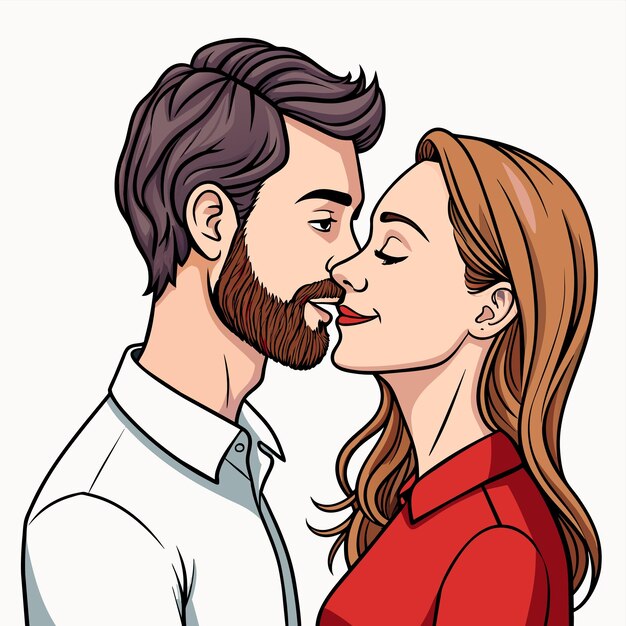 Vector valentines day couple romance cute love cartoon character sticker icon concept isolated