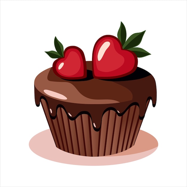 valentines day cupcake with sweet strawberry decoration