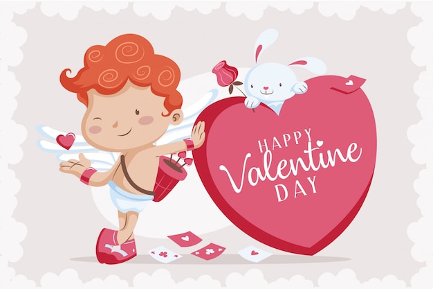 Vector valentines day cupid cartoon