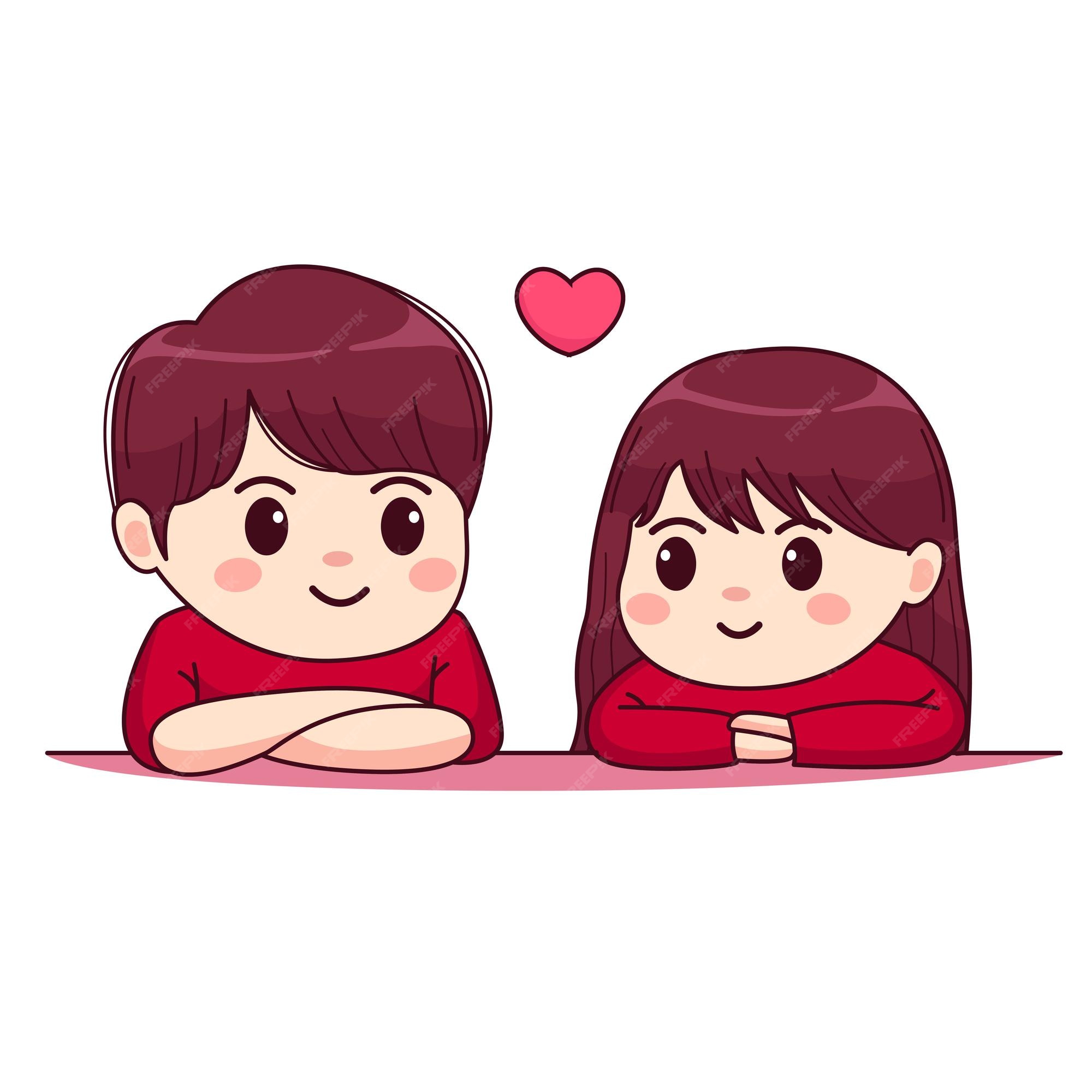 Premium Vector | Valentines day cute couple kawaii chibi character ...