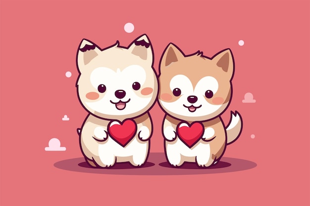 valentines day cute dog couple vector illustration