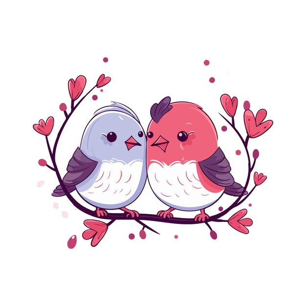 valentines day cute happy bird couple with heart