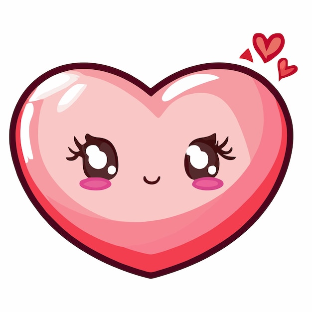 Valentines day Cute Heart illustration Heart kawaii chibi vector drawing style Heart cartoon Valenti