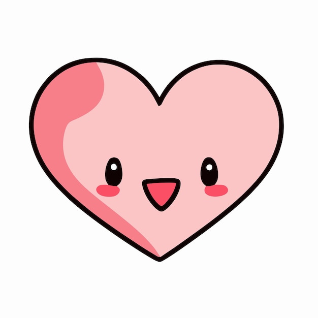 Il giorno di san valentino cute heart illustrazione cuore kawaii chibi vettore stile di disegno cuore cartone animato valenti