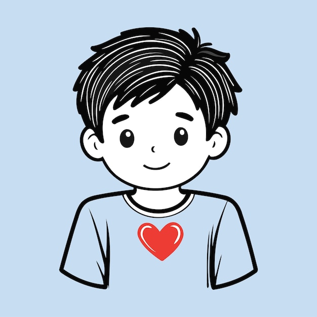Valentines Day Cute Vector Illustration Boy with Red Heart