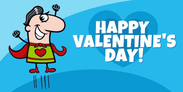 Vector valentines day design with cartoon superhero character