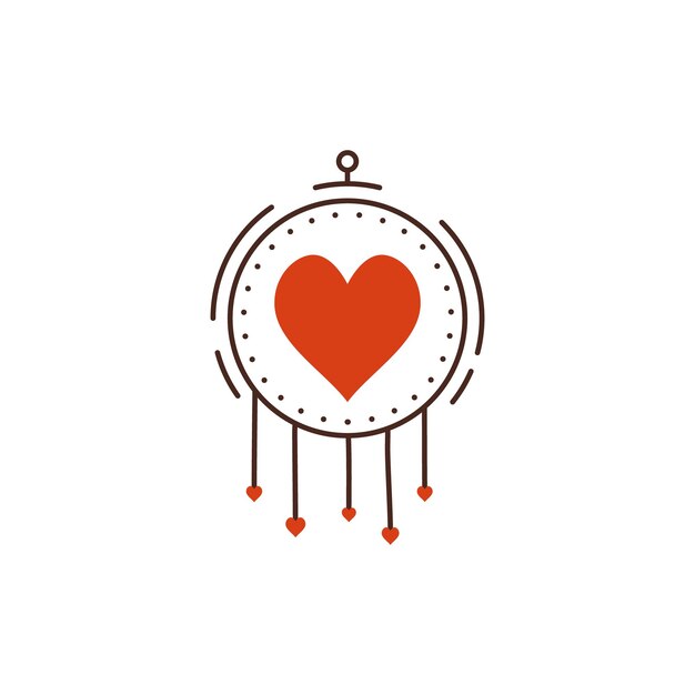 Design dell'elemento di san valentino simbolo piatto di san valentino acchiappasogni vacanza d'amore in stile carino illustrazione vettoriale stock